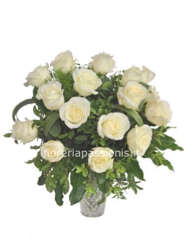 bouquet 5 rose bianche e velo da sposa